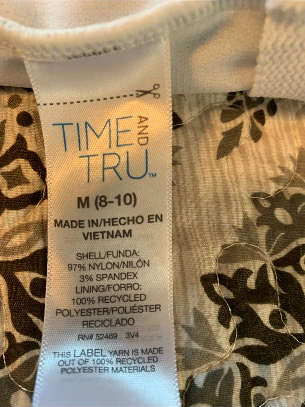 Time and Tru Green and White Striped One-Piece Swimsuit Size M